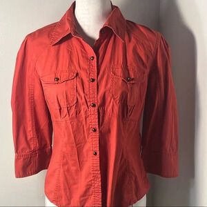 a.n.a M,button down front,soft gathering yolk back and front, 3/4 length sleeve